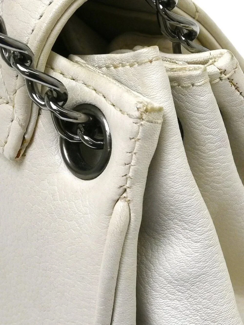 Chanel White Calfskin Accordion Flap Shoulder Bag